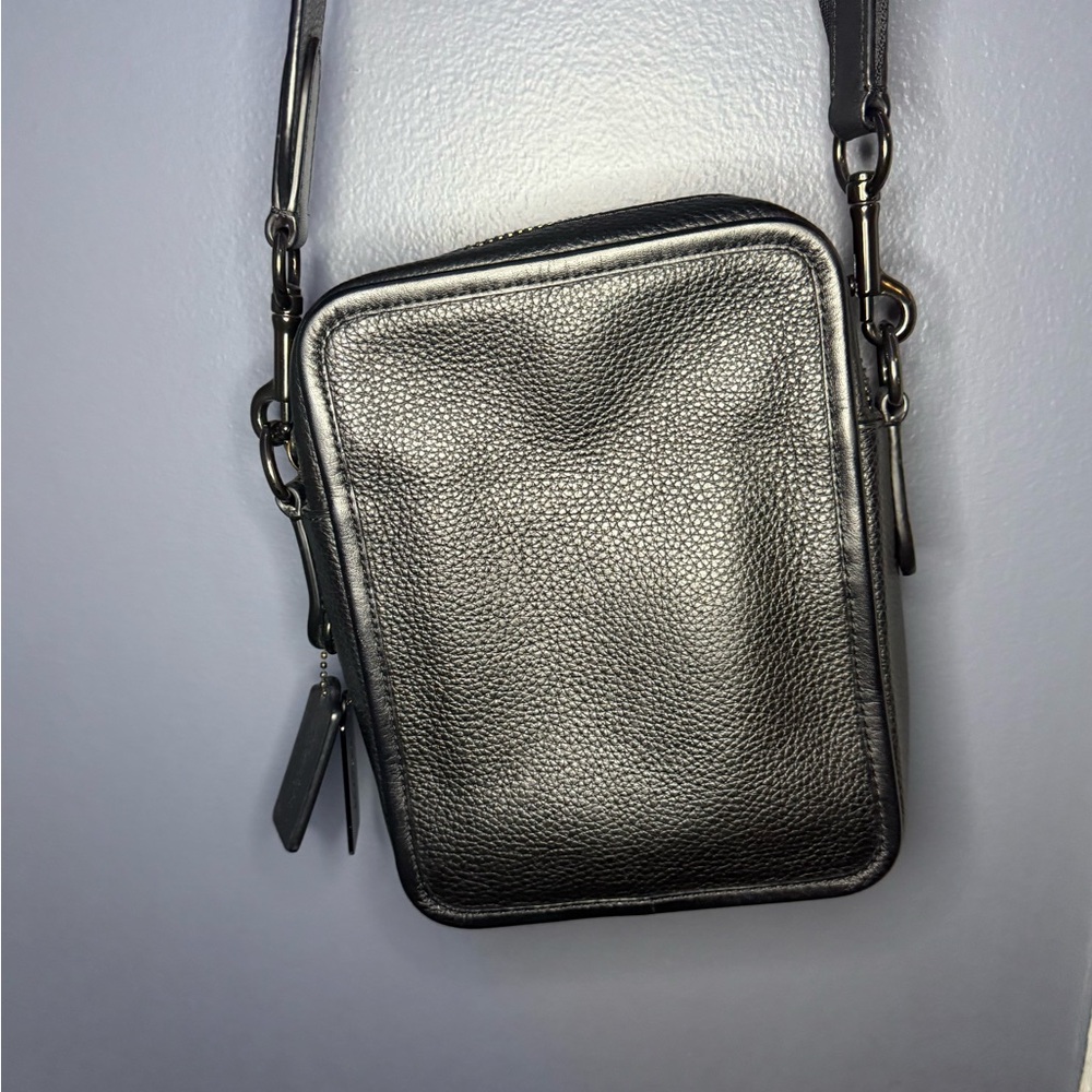 Coach Black Pebbled Leather Messenger Bag - Picture 2 of 6